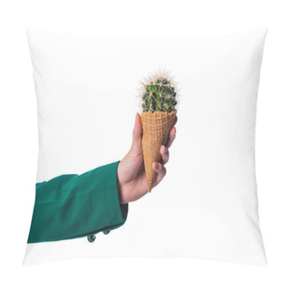 Personality  Cactus In Waffle Cone Pillow Covers