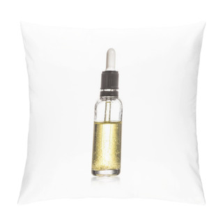 Personality  Studio Shot Of Bottle Of Cosmetic Serum Isolated On White Pillow Covers