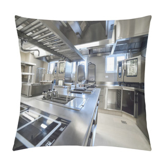 Personality  A Stainless Steel Kitchen In A Restaurant Pillow Covers