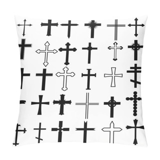 Personality  Set Of Different Crosses. Religion Cross Icon Set, Design Pillow Covers