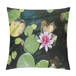Personality  High Angle View Of Water Lily Growing In Pond Pillow Covers