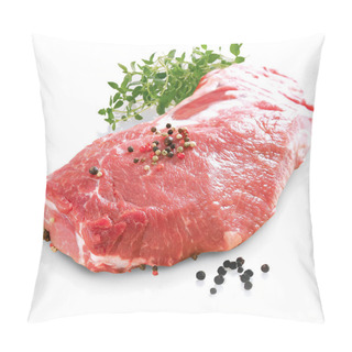 Personality  Pork Neck. Raw Pork Meat With Salad Isolated Pillow Covers