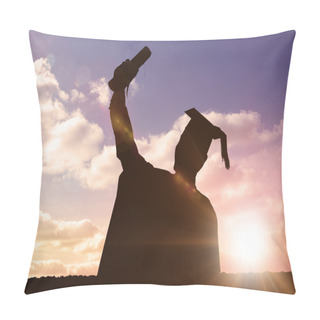 Personality  Composite Image Of Silhouette Of Graduate Pillow Covers