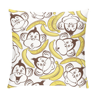 Personality  Faces Of Monkeys And Bananas Pillow Covers