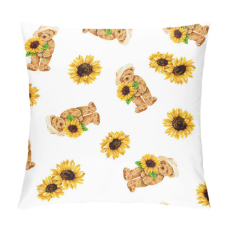 Personality  Bear And Sunflower Pillow Covers