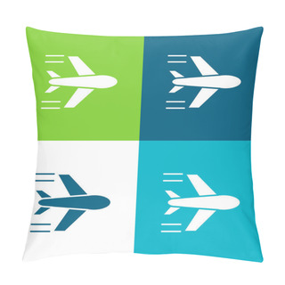 Personality  Airplane Flying Flat Four Color Minimal Icon Set Pillow Covers