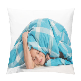 Personality  Woman Snuggles Under The Covers And Sleep Relaxed Pillow Covers