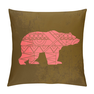Personality  Bear Decorative Ornament. Silhouette Of Animal With Red Pattern Pillow Covers
