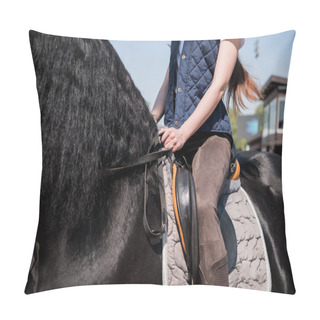 Personality  Woman Sitting On Horseback Pillow Covers
