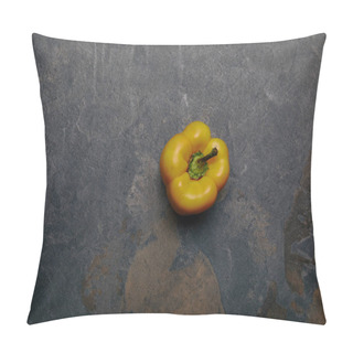 Personality  Top View Of Yellow Bell Pepper On Grey Marble Background Pillow Covers