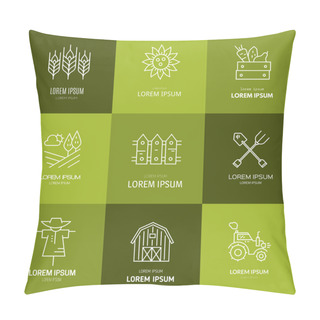 Personality  Logotypes With Eco Farming Elements Pillow Covers