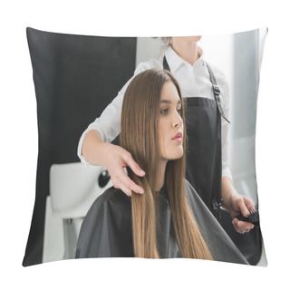 Personality  Young Woman With Beautiful Hair Pillow Covers