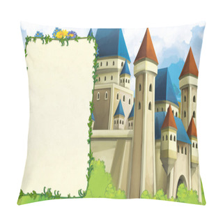 Personality  Cartoon Scene With Beautiful Medieval Castle On The Hill - With Space For Text - Illustration For Children Pillow Covers