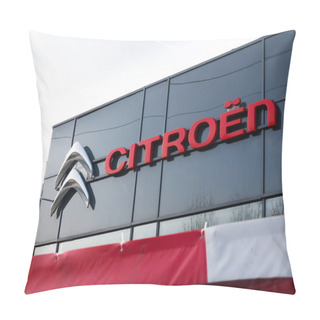 Personality  Itroen Car Company Company Logo In Front Of Dealership Building Pillow Covers