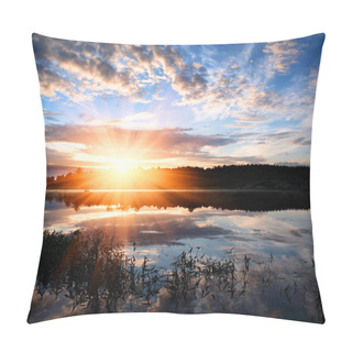 Personality  Dawn Over The Lake. Pillow Covers