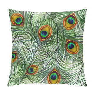 Personality  Beautiful Vector Seamless Pattern With Peacock Feathers. Pillow Covers