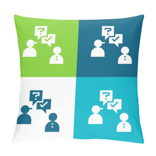 Personality  Ask Flat Four Color Minimal Icon Set Pillow Covers
