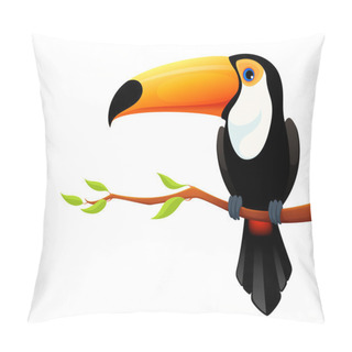 Personality  Illustration Of A Beautiful Toucan Sitting On A Tree Branch Pillow Covers