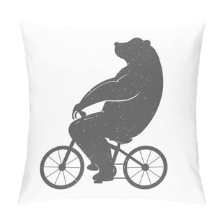 Personality  Vintage Illustration Of Funny Bear On A Bike Pillow Covers