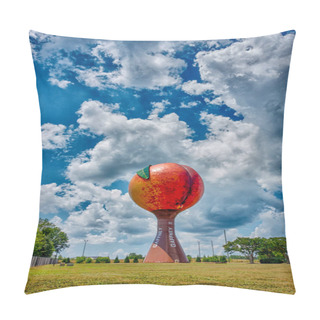 Personality  Peachoid Peach Water Tower In Gaffney South Carolina SC Along Interstate 85. Pillow Covers