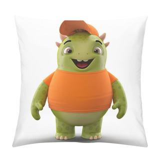 Personality  Green Smiling Dino Monster Pillow Covers