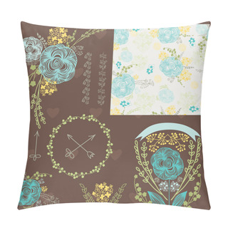 Personality  Floral Vignettes, Borders, Wreaths And Ribbons Pillow Covers