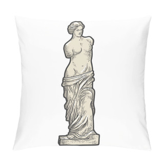 Personality  Venus De Milo Ancient Greek Statue Sketch Engraving Vector Illustration. T-shirt Apparel Print Design. Scratch Board Imitation. Black And White Hand Drawn Image. Pillow Covers