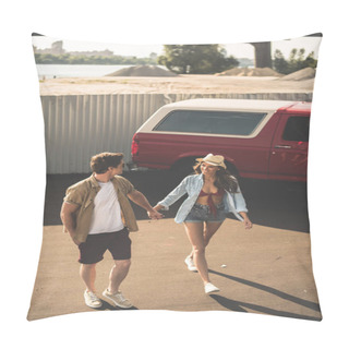 Personality  Couple Walking And Holding Hands Pillow Covers