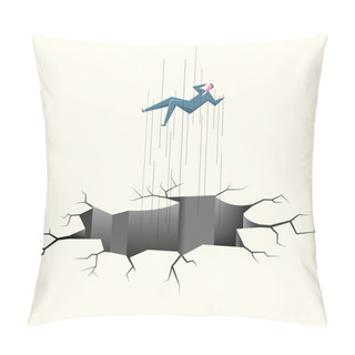 Personality  Danger Concept Design. A Businessman Is Falling Into A Trap. Pillow Covers