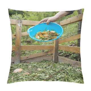 Personality  Organic Kitchen Waste Being Thrown On A Compost Pillow Covers