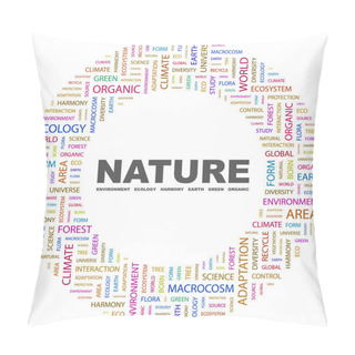Personality  NATURE. Word Collage On White Background Pillow Covers