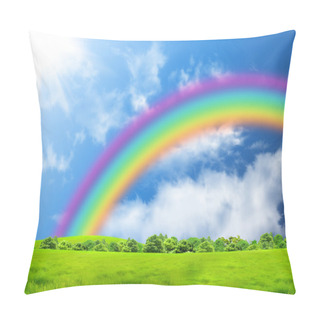 Personality  Rainbow In The Blue Sky Pillow Covers