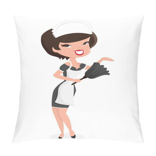 Personality  Cartoon Retro Pin Up Girl French Maid Standing Pillow Covers