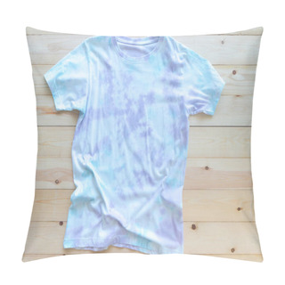 Personality  Colorful Tie Die Tshirt On Wooden Background. Asian Fashion Summer Pillow Covers