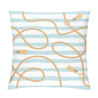 Personality  Chains, Tassels And Ropes Marine Seamless Pattern For Summer Fabric Design. Vacation Seaside Holidays Theme. Pillow Covers