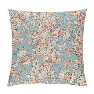 Personality  Eamless Pattern With Ethnic Flowers Pillow Covers