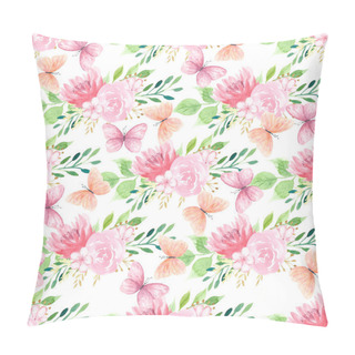 Personality  Flowers And Colorful Butterflies Seamless Pattern Pillow Covers