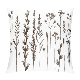 Personality  Set Of Meadow Floral Branches Silhouette. Watercolor Illustration Pillow Covers