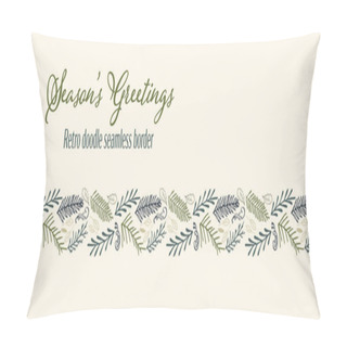 Personality  Vector Winter Foliage Seamless Border Holiday Seasons Greetings. Pillow Covers
