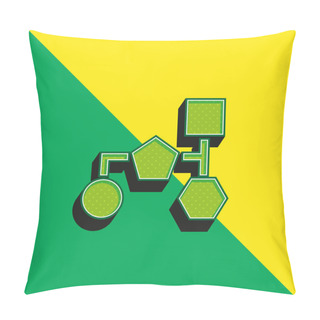 Personality  Block Scheme Of Basic Black Geometric Shapes Green And Yellow Modern 3d Vector Icon Logo Pillow Covers