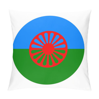 Personality  Vector Gipsy Flag In A Circle Isolated On White Background Pillow Covers