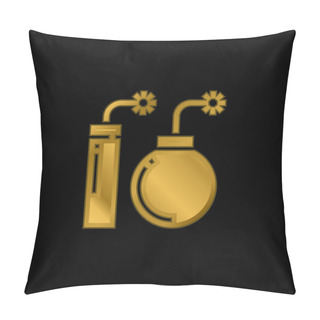 Personality  Blast Gold Plated Metalic Icon Or Logo Vector Pillow Covers