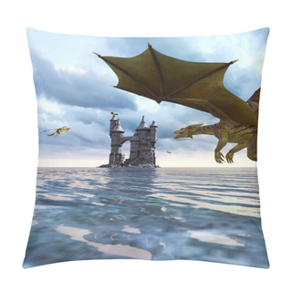 Personality  3d Fantasy Dragon In Mythical Island Pillow Covers