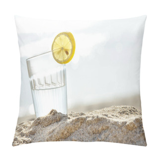 Personality  A Glass Of Mineral Water For Refreshment On Sand  Pillow Covers