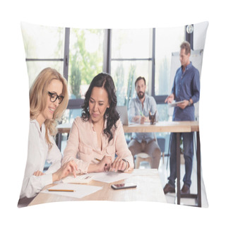 Personality  Smiling Businesswomen In Office  Pillow Covers