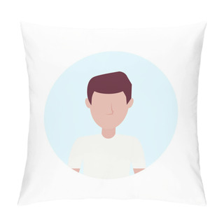 Personality  Man Avatar Isolated Faceless Male Cartoon Character Portrait Flat Pillow Covers
