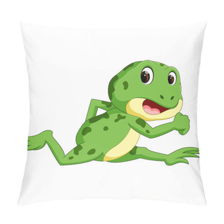 Personality  Green Frog With Happy Smile Pillow Covers