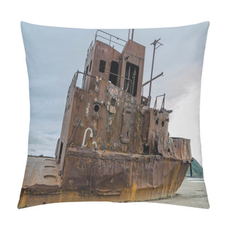 Personality  Abandoned Ship Near The Coast. Pillow Covers