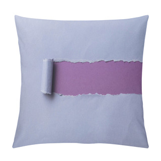 Personality  Torn Blue Paper With Rolled Edge On Violet Background Pillow Covers