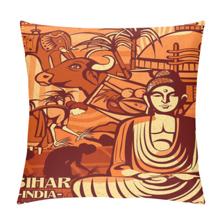 Personality  Colorful Cultural Display Of State Bihar In India Pillow Covers
